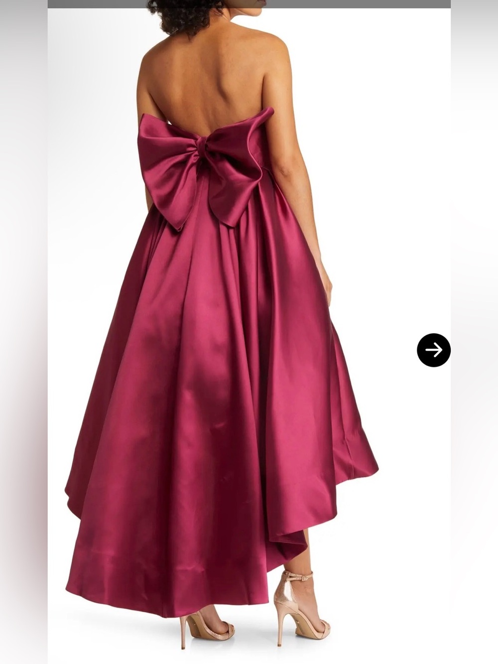 Hutch BLACK Strapless Back Bow High-Low Satin Gown - NWOT - XXL